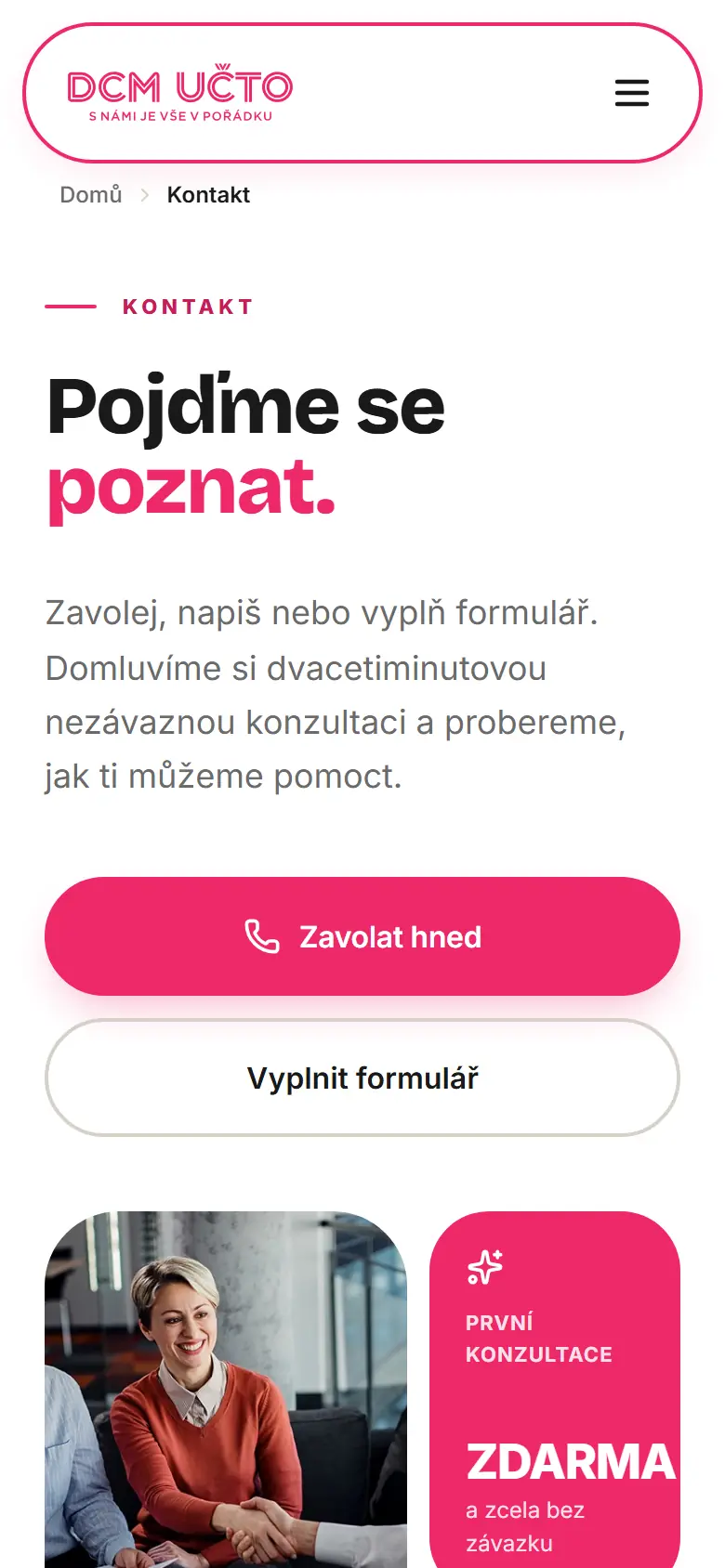 DCM účto: Contact, mobile