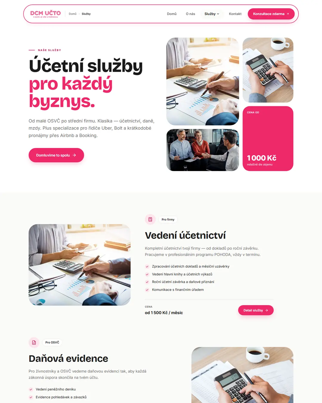 DCM účto: Services