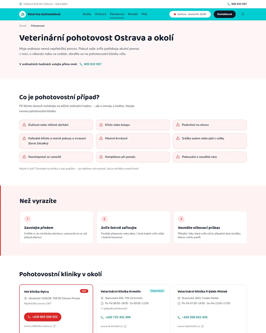 Veterina Gottwaldová: Pohotovost