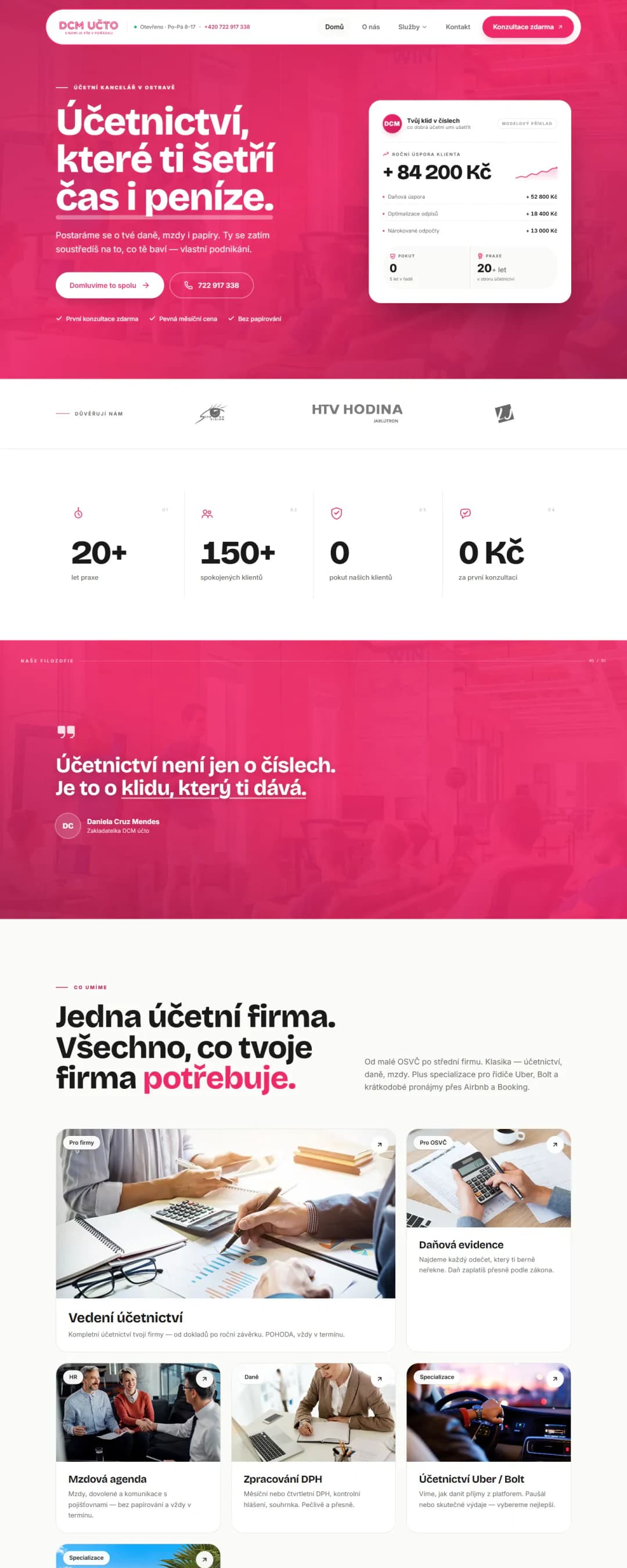 DCM účto: Home page