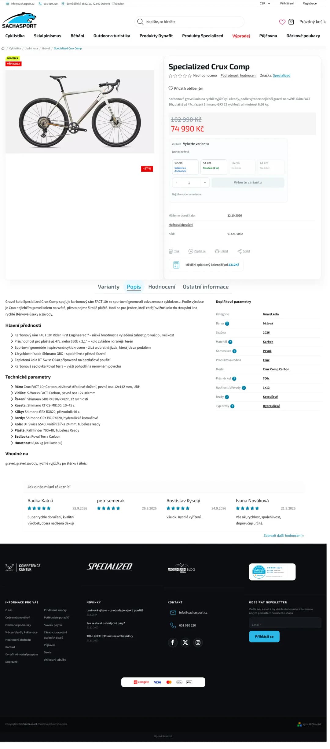 SachaSport: Detail produktu