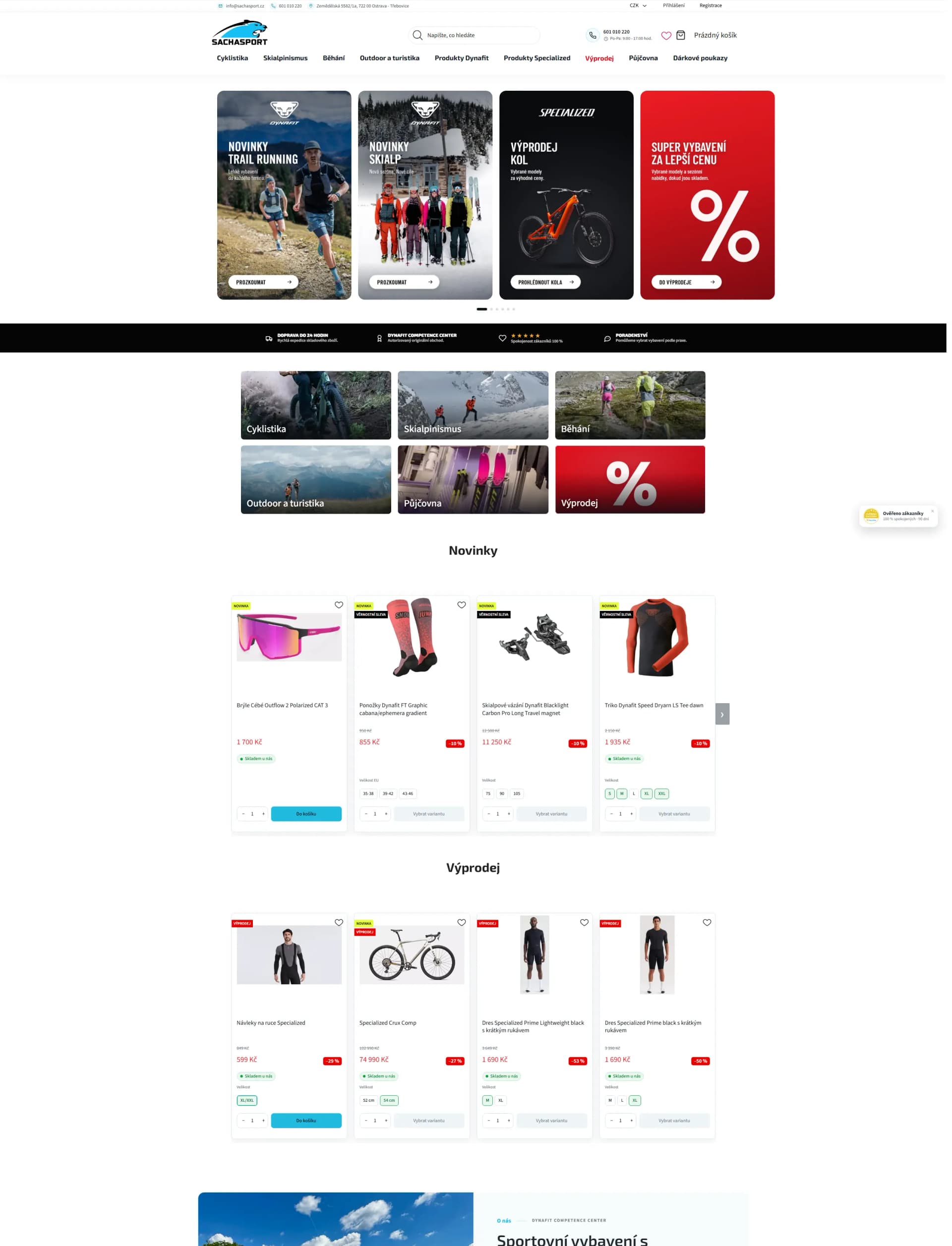 Úvodní stránka e-shopu před redesignem a dnes: rozcestník s bannery podle sportu a značky