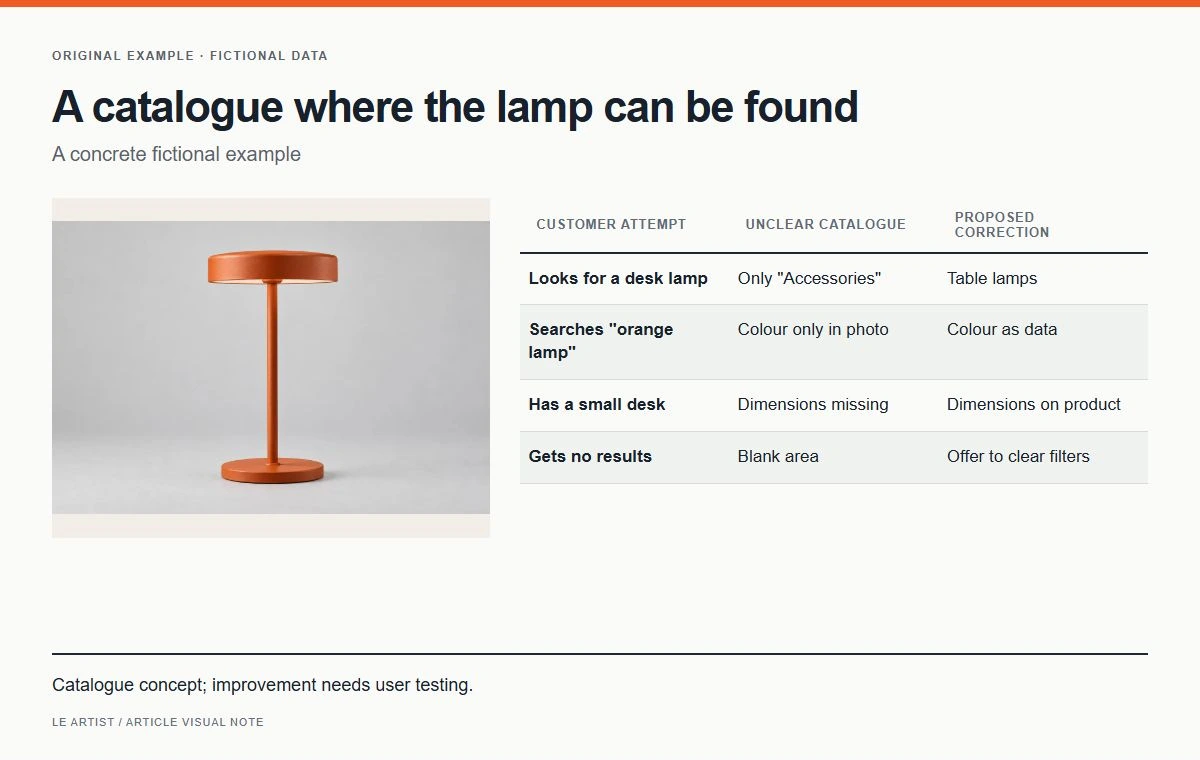 A catalogue where the lamp can be found. Catalogue concept; improvement needs user testing.