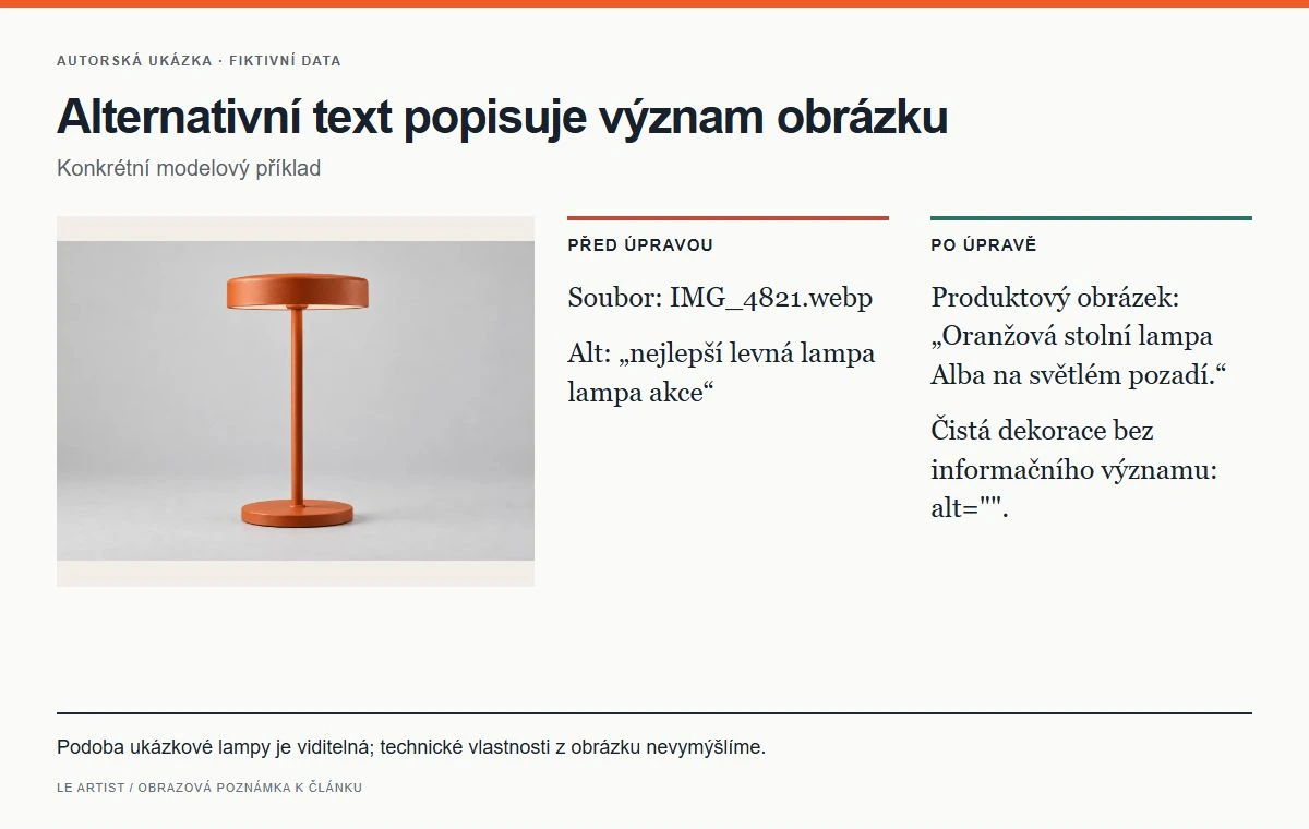 Alternativní text popisuje význam obrázku. Podoba ukázkové lampy je viditelná; technické vlastnosti z obrázku nevymýšlíme.