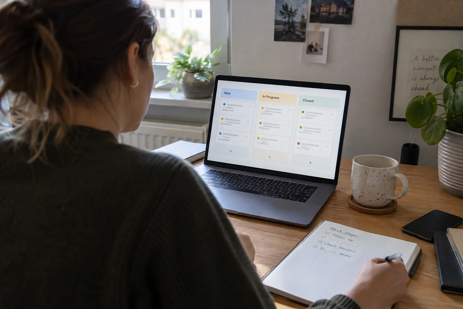 Evidence obchodních příležitostí v CRM a poznámky k dalším krokům.
