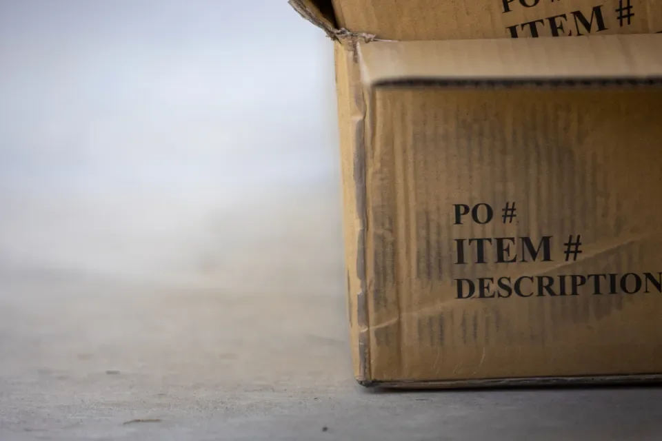 Cardboard boxes for online shop operations.
