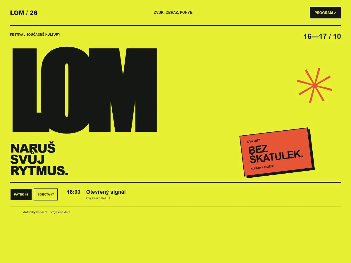 Festival LOM: výrazná typografie, kontrast a program