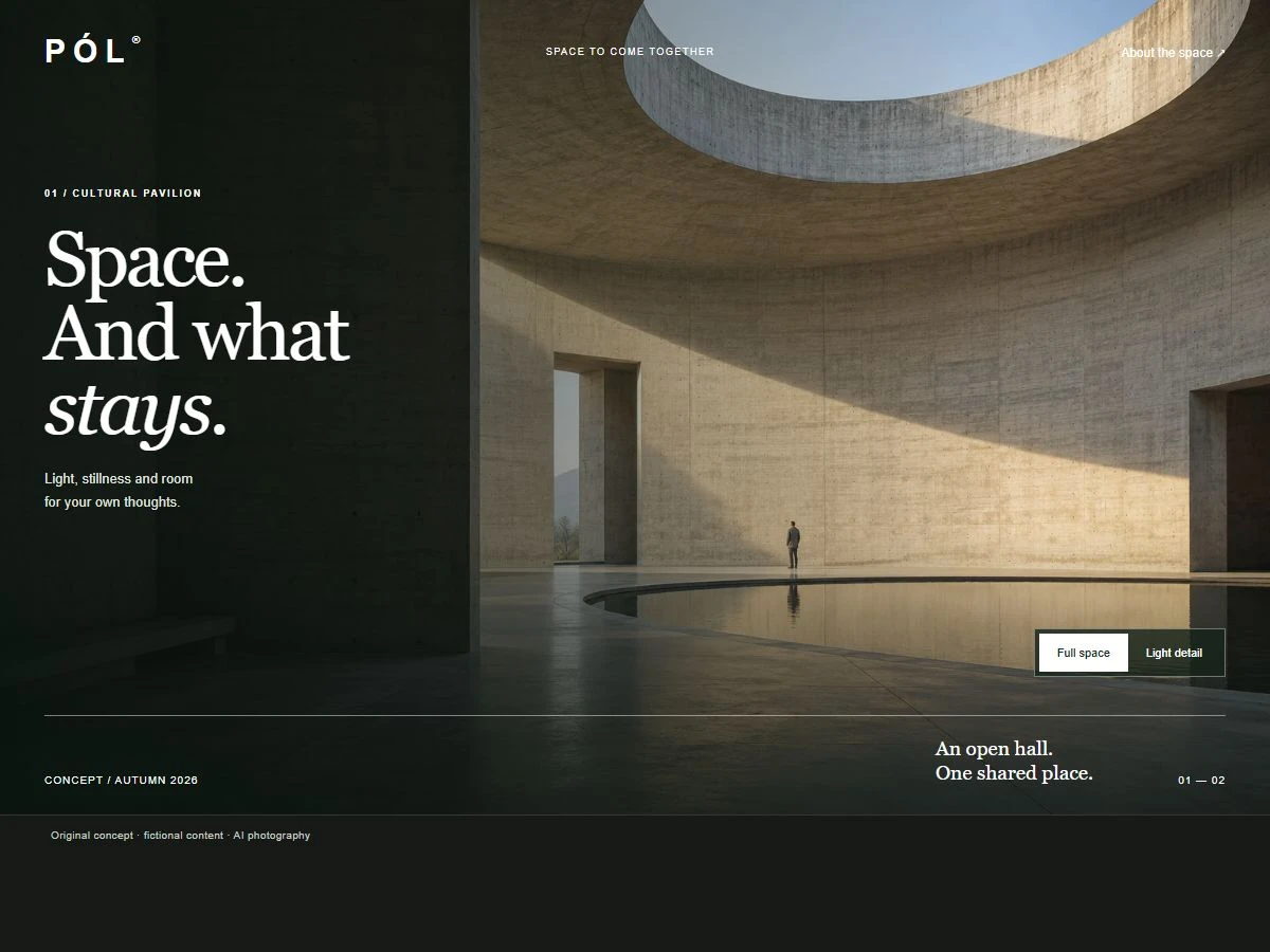 PÓL architecture website: full-screen photography and restrained navigation