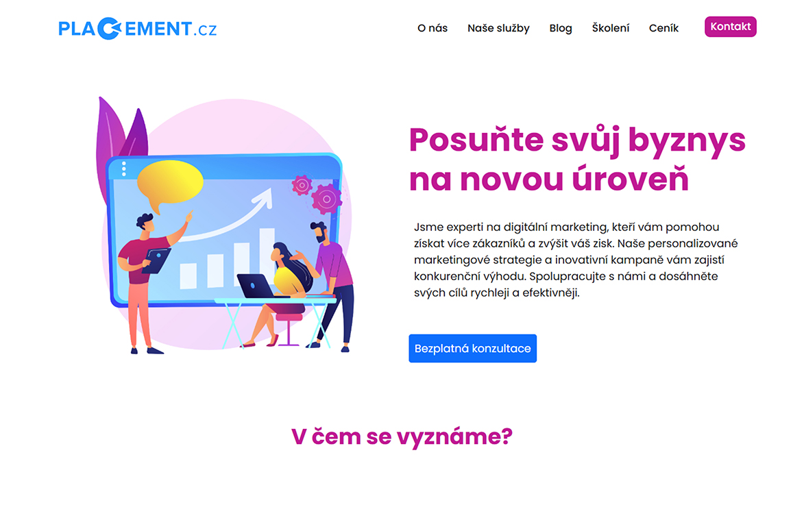 Web marketingové agentury Placement Marketing s moderním designem