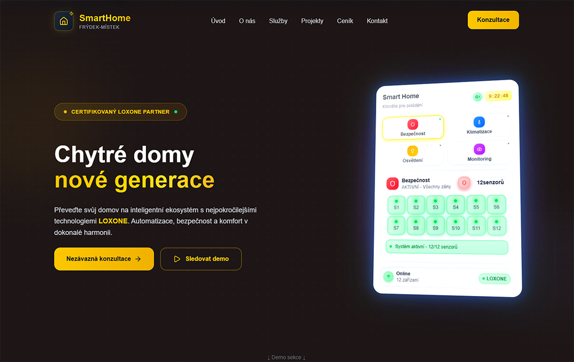 Aplikace pro chytré domy s IoT integrací a mobilním ovládáním