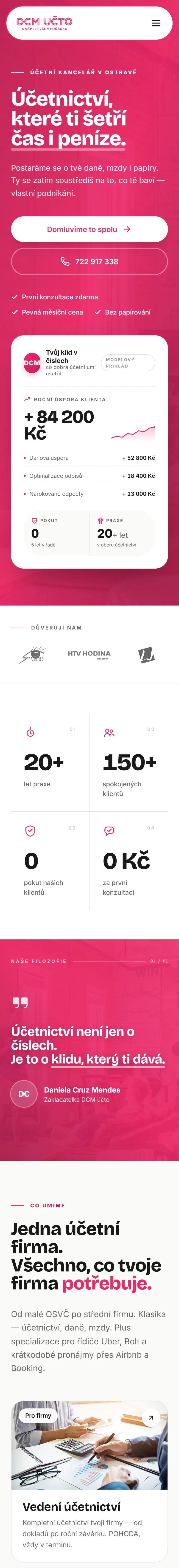 Web DCM účto na mobilu