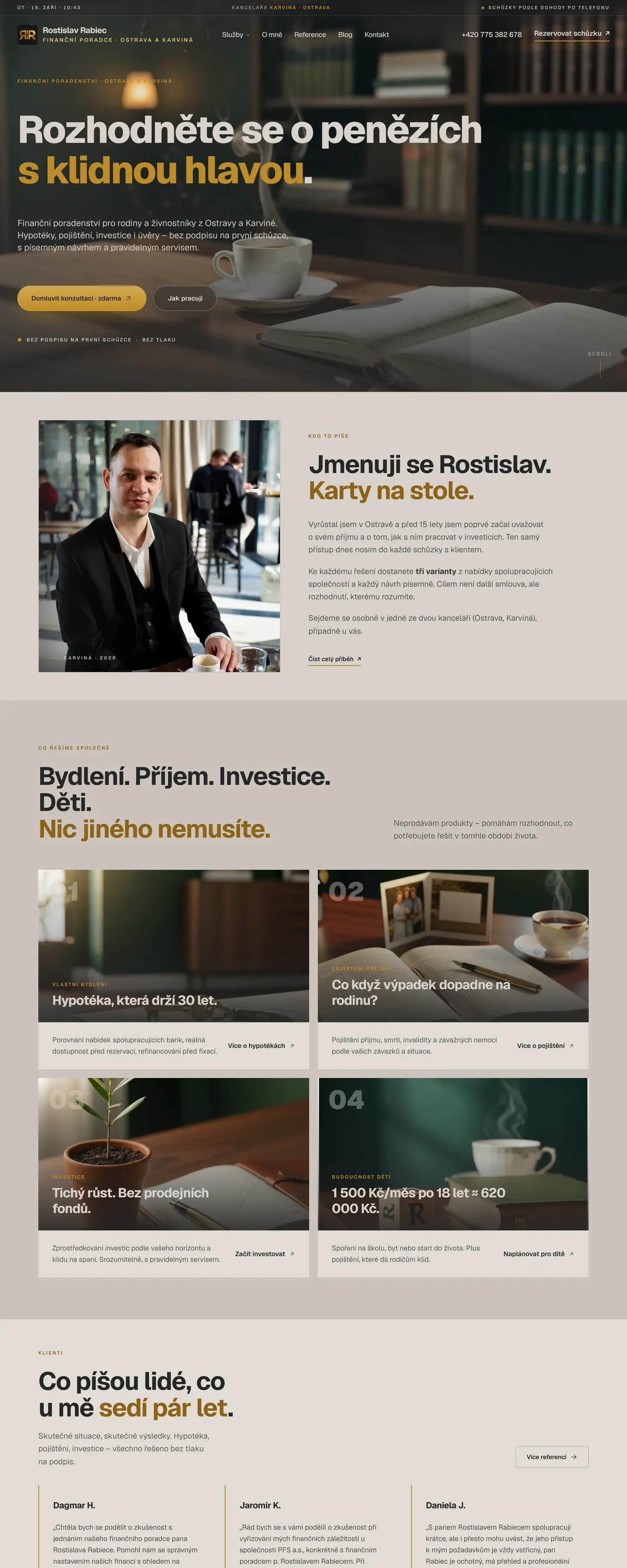Web Rostislav Rabiec na notebooku