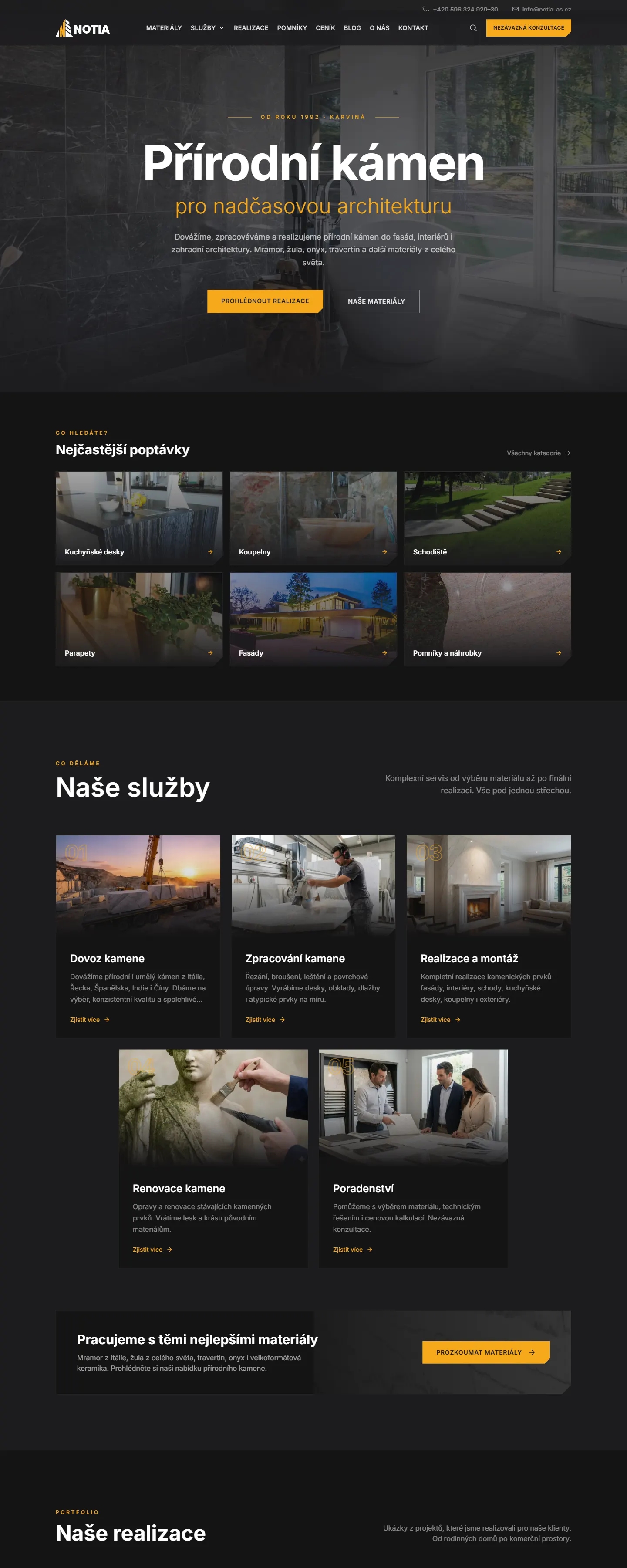 Web Notia AS na notebooku
