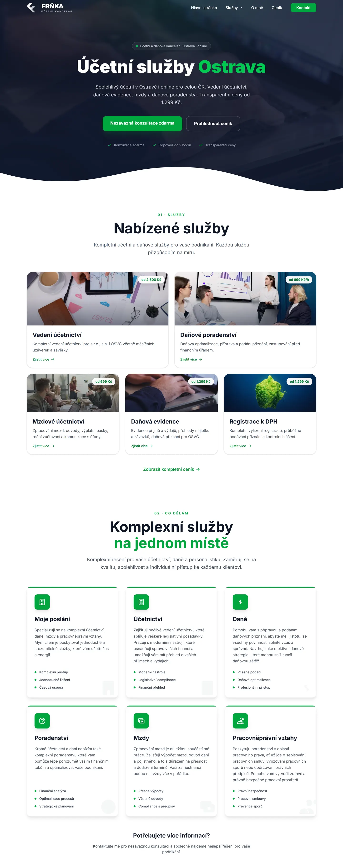 Web Ostravské účetnictví na notebooku