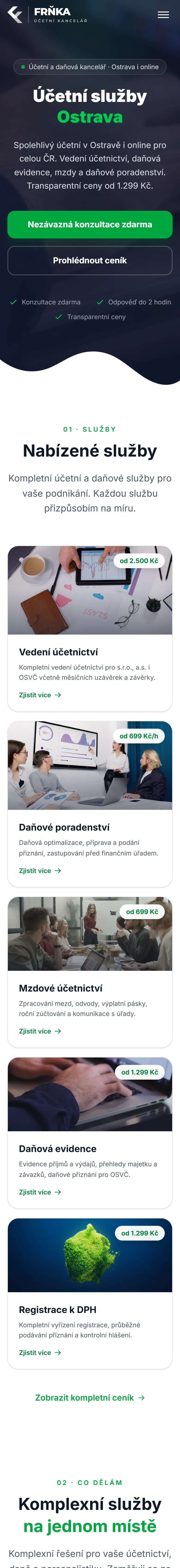 Web Ostravské účetnictví na mobilu