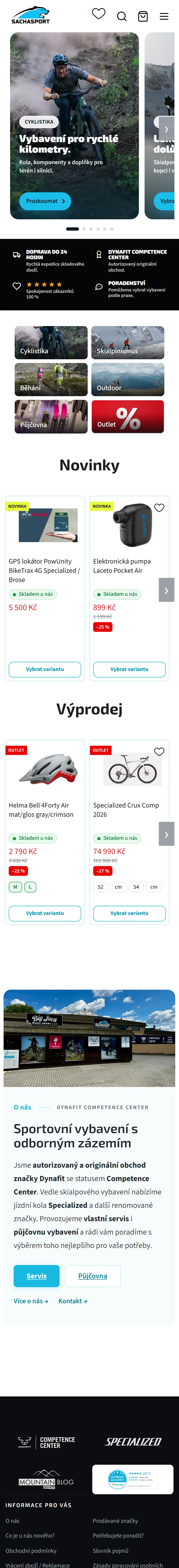 Web SachaSport na mobilu